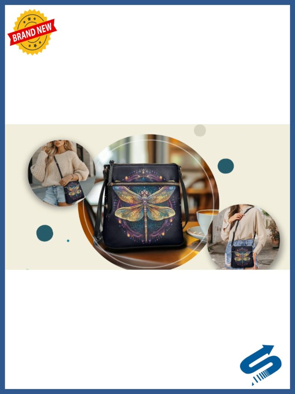Faux Leather Crossbody Hobo Bag Satchel Purse with Adjustable Strap and Pockets - Picture 6 of 6